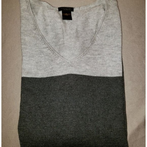 Ann Taylor Factory Sweaters - Charcoal + Lt Grey Colorblock Sweater Ann Taylor